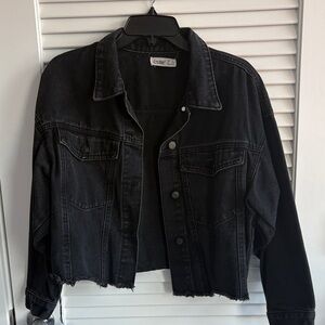 Cropped Black Denim Jacket